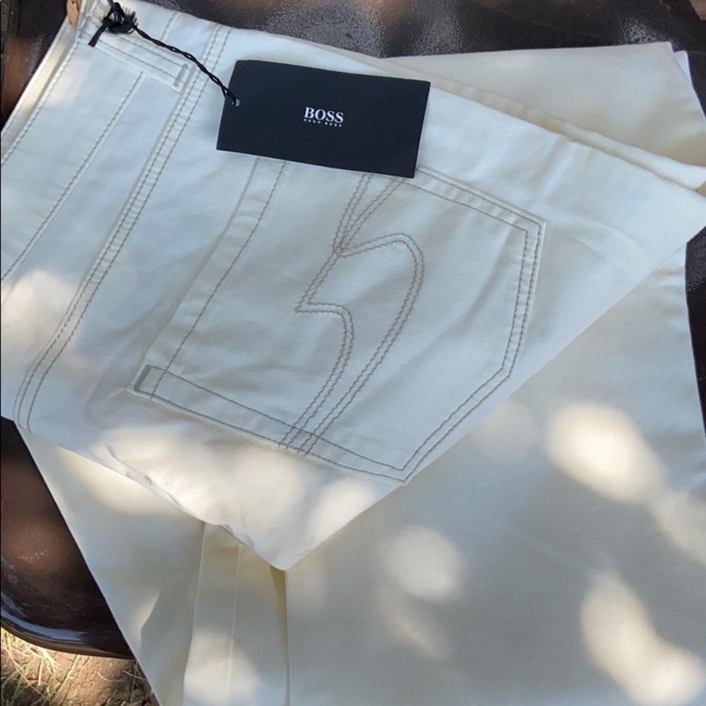 Hugo Boss white boot cut jeans